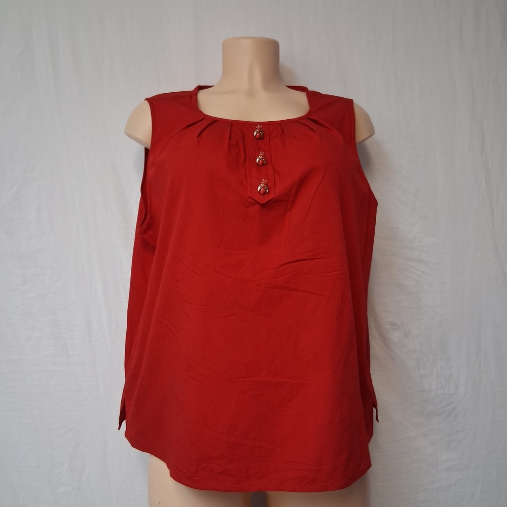 Talbots Red Sleeveless Blouse with Button Accents Size 16wp